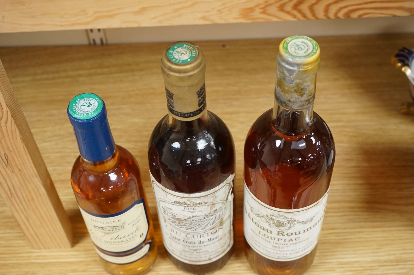 Dessert wines, Chateau Roumaud Loupiao 1983, Cru Curton St Croix du Mont, 1983 and Domaine Libard Haut Montreal, 2000